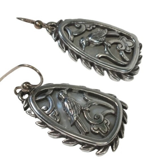 Brighton Bird Earrings MOP Mother of Pearl Drop Dangle Pearlized Silver NEW - Picture 7 of 9